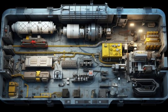 nuclear battery schematic blueprint with tools around
