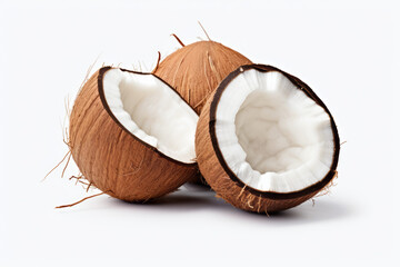 Fresh and Tropical Coconut on a Clean White Background