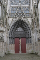 Fototapeta na wymiar Notre-Dame de Rouen gothic Cathedral. Back entrance.