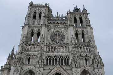 View of Notre Dame d'Amiens Cathedral. Gothic architecture.