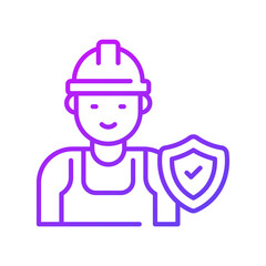 Protection shield with worker avatar, worker protection, worker insurance vector design