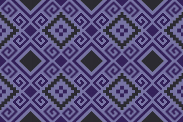 Purple cross stitch traditional ethnic pattern paisley flower Ikat background abstract Aztec African Indonesian Indian seamless pattern for fabric print cloth dress carpet curtains and sarong