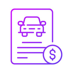 Car loan or vehicle rental concept, Banking statement with lending amount for purchasing automobile