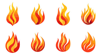red and orange fire flames set vector illustration. Vector illustration