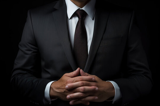 Close-up Portrait of Businessman Ceo standing with black background