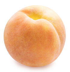 Fototapeta premium Yellow Peach isolated on white background, Fresh Yellow Peach Fruit on White With clipping path. 