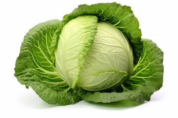 Fototapeta premium Fresh green cabbage isolated on white background