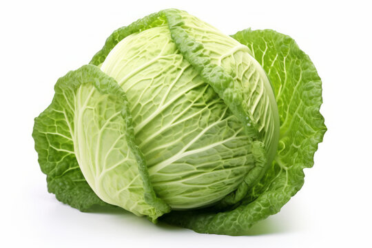 Fresh Green Cabbage Isolated On White Background