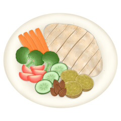 salad, salad with almonds boiled chicken breast and vegetables, healthy food, diet food, Salad Serenity: A Medley of Healthful Tastes, Greens & Goodness: Cultivating Wellness One Salad at a Time