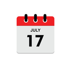 calender icon, 17 july icon with white background