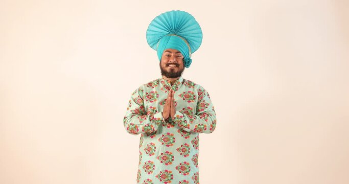Sikh man greeting on the occasion of Baisakhi