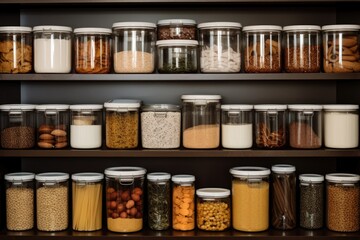 organized pantry with labeled containers