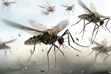 Isolated flying mosquito - obrazy, fototapety, plakaty