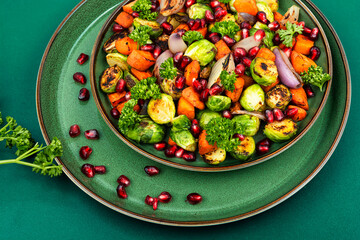Warm salad with fried vegetables