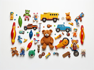 Obraz premium set of children's toys on a white background, AI generator 
