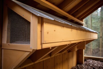 Fototapeta premium close-up of coop ventilation and insulation