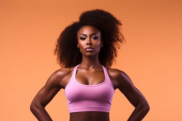 Fototapeta na wymiar Elegant Black Woman. Lean Physique and Confidence Shine. Engaging Presence on Isolated Background. Graceful Strength and Captivating Beauty in Focus. Generative Ai