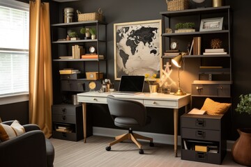 diy study area with repurposed furniture and decor