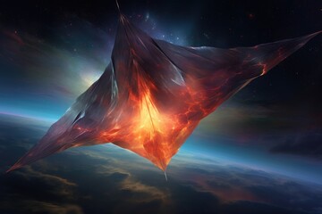 solar sail concept art with celestial background
