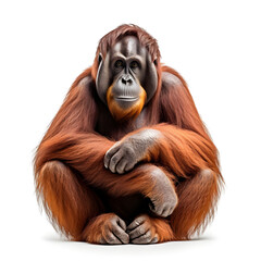 Fototapeta premium Orang utan sitting isolated on white 