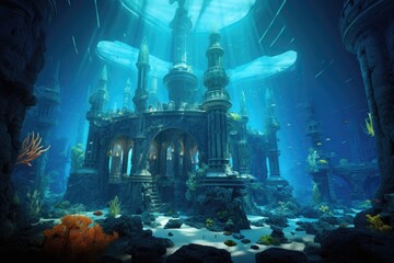 underwater city blueprint with advanced technology