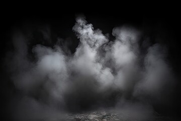Product Showcase. Classic charm on black background. Abstract white smoke texture on  vintage backdrop