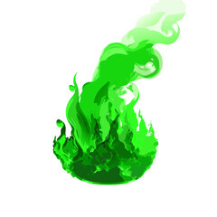 Green flame, green fire, chemical, fire, flame , burring, vector