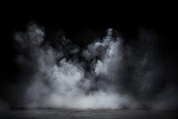 Product Showcase. Classic charm on black background. Abstract white smoke texture on  vintage...