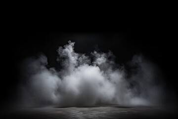 Product Showcase. Classic charm on black background. Abstract white smoke texture on  vintage backdrop