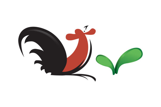 Rooster and plant icon design vector Illustration. 