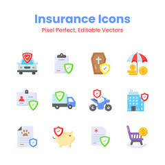 Get your hold on this eye catching insurance icons set, modern design style, easy to use and download,