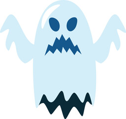 Soul ghost . Cute halloween cartoon character . Flat design . PNG .