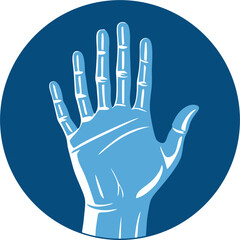 The hand raised up is the palm of a person. Vector illustration