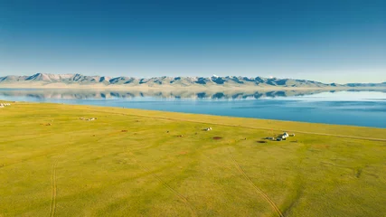 Foto op Canvas View from above of Song Kul - high alpine lake in the Tian Shan Mountains of Kyrgyzstan © Pavel Kašák