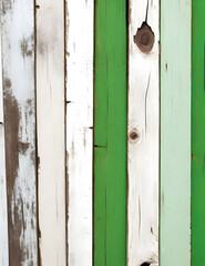Texture of vintage wood boards with cracked parts white and green