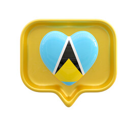 Saint Lucia Flag Heart icon 3d