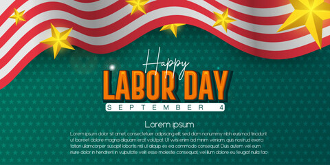 Celebrate Labor Day on September 4th with this 3D text design. Creative horizontal posters and banners for festival vector illustration.