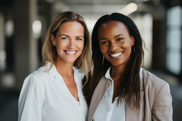 Female entrepreneurs smiling at the camera