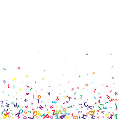 Falling letters of English language. Colorful