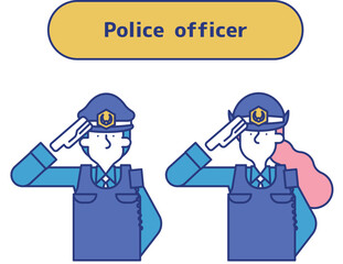 警察に従事する男女のセット（上半身）