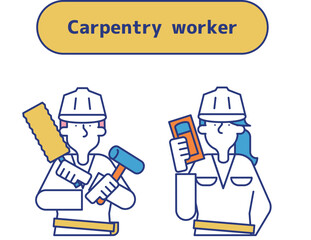 建築業に従事する男女のセット（上半身）