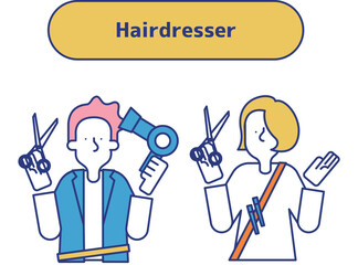 美容に従事する男女のセット（上半身）