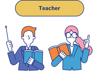 講師業に従事する男女のセット（上半身）