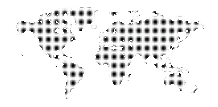 dot world map vector with white isolated