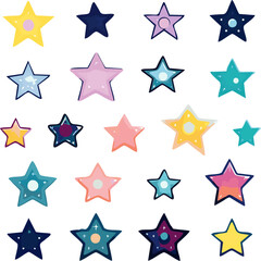 Multi-colored stars children's drawing. Vector illustration