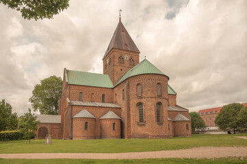 Fototapeta na wymiar St. Bendt's Church in Ringsted from east with the round apse and tall tower