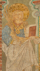 Catherine of Alexandria, an ancient fresco in St Bendt's Church in Ringsted