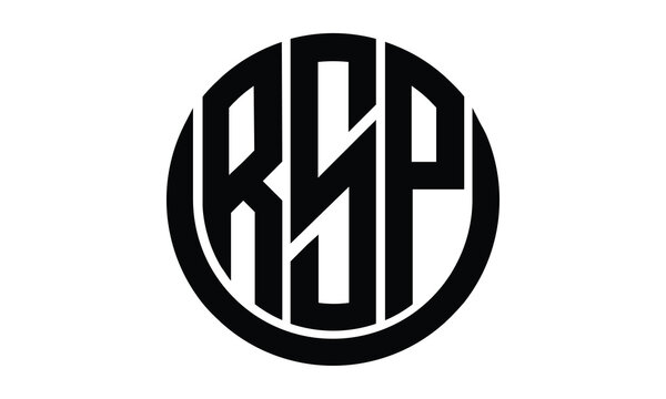 RSP shield in circle logo design vector template. lettermrk, wordmark, monogram symbol on white background.	