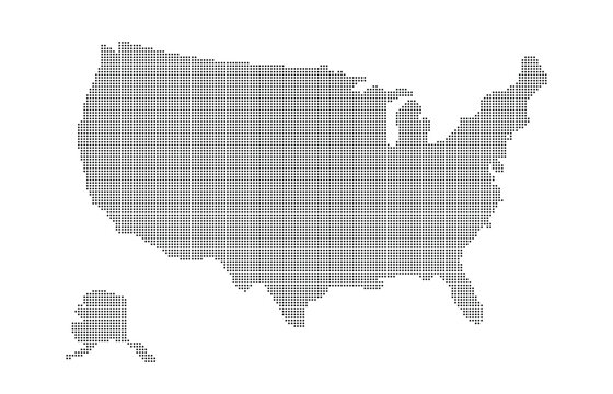 dot USA map with isolated white vector