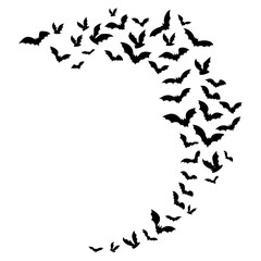 Obraz na płótnie Canvas flying bat silhouette. flock of bats. Halloween vector illustration